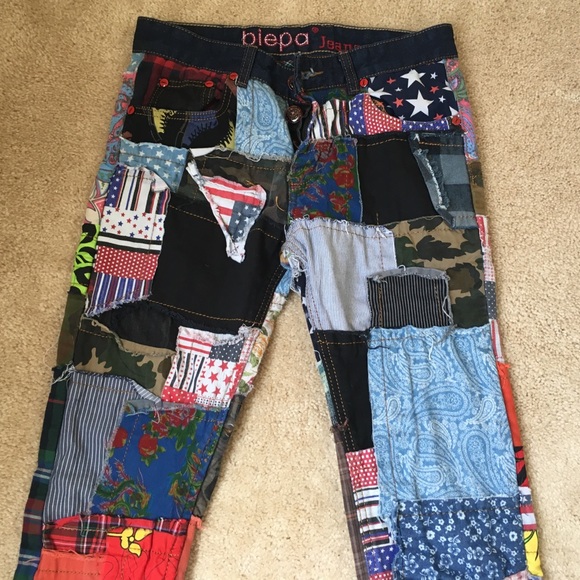 Crazy patchwork jeans !!! SOLD ON DEPOP - Picture 3 of 6